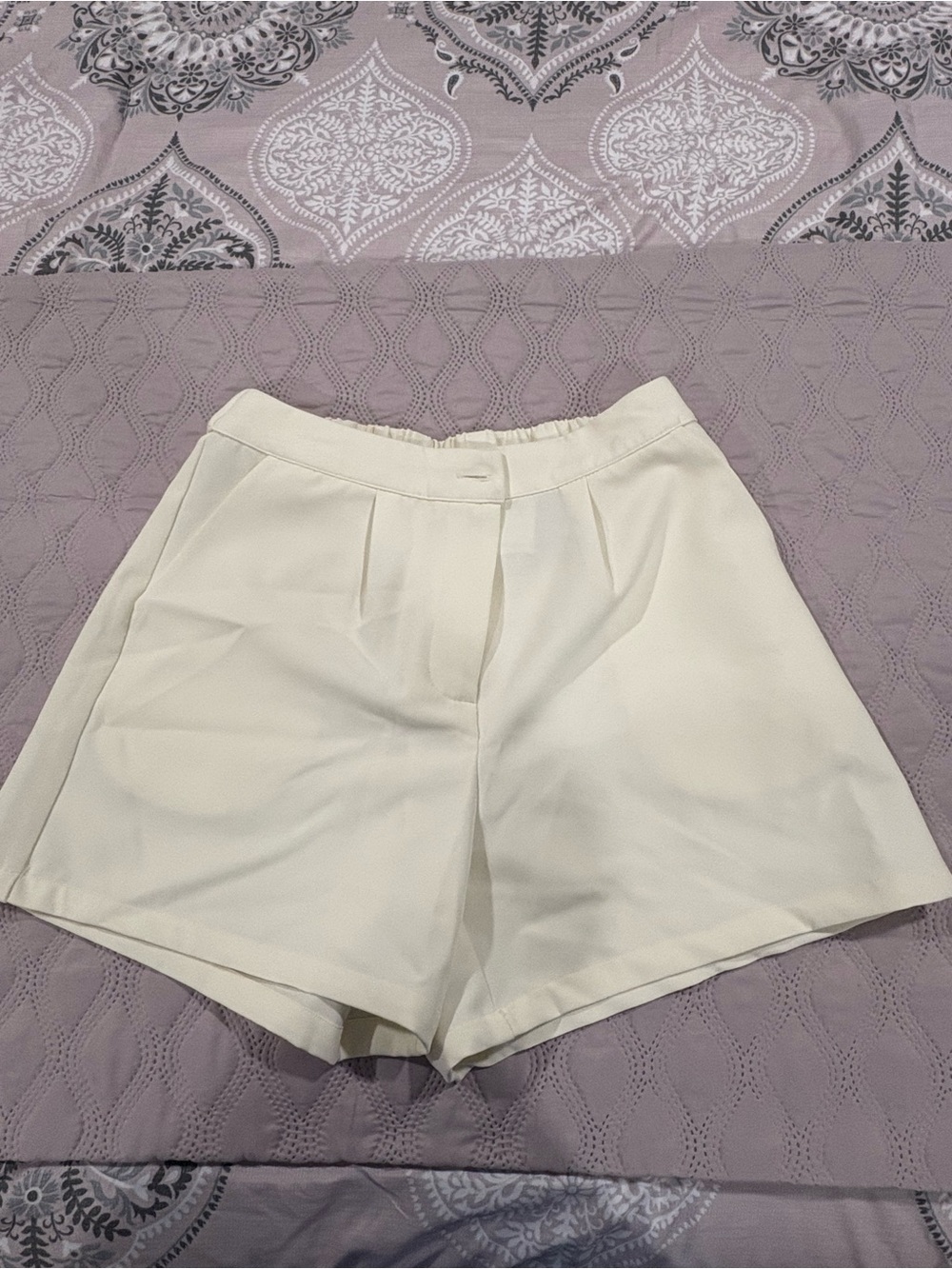 Sincerely Jules Cream High-Waist Tailored Shorts
